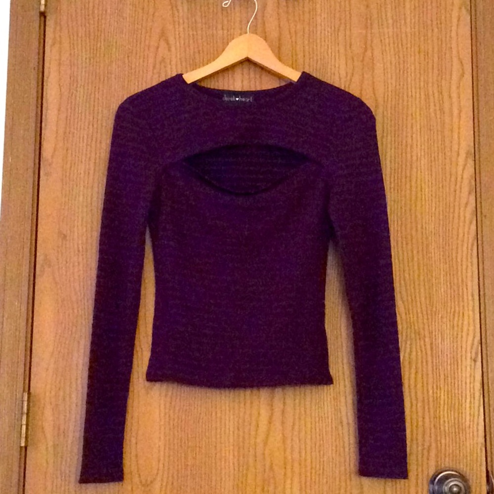 DerekHeart szS OpenChest Top Burgundy Long Sleeves